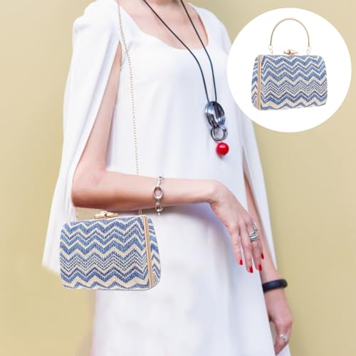 Sac en paille bleu de qualité supérieure à bandoulière