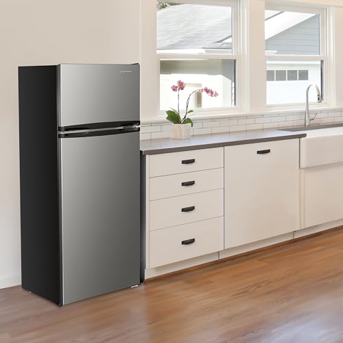Image of West Bend Apartment Refrigerator Freestanding Reversible Dual Doors Full Fridge with Freezer, Full-Range Temperature Control with Adjustable and Removable Door Bins and Shelves, 7.5-Cu.Ft, Black