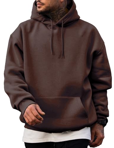 Image of JMIERR Mens Casual Oversized Hooded Collar Drawstring Cotton Hoodies Pullover Sweatshirts Casual Long Sleeve Shirts