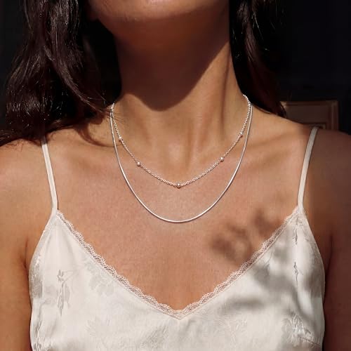 Image of Tewiky Layered Necklaces for Women 14k Gold Plated Chain Necklace Set
