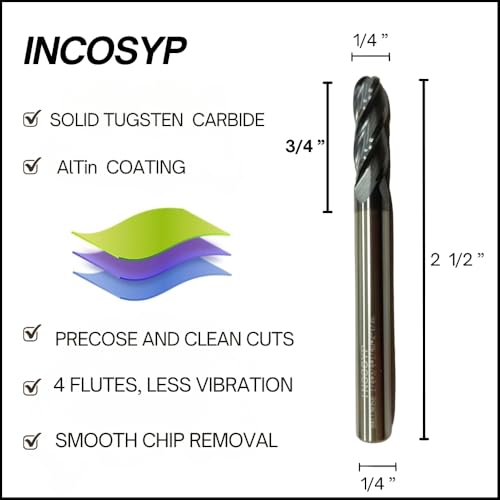 Generic Carbide Ball Nose End Mill 1/4"" thumb #1