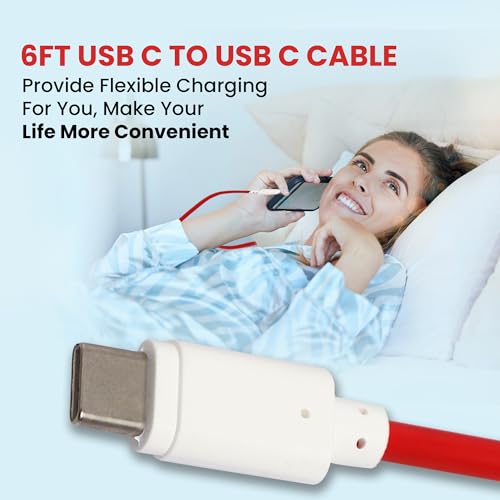 Image of 65W Type C Cable Compatible with Oneplus Charging Cable WARP /Dash C Type Cable Fast Charging, 10000+ Bends Lifespan Compatible with One Plus 8T /8 /8pro /7 Pro / 7T / 7T Pro Nord /6 /5 /3 - (1 M, Red)