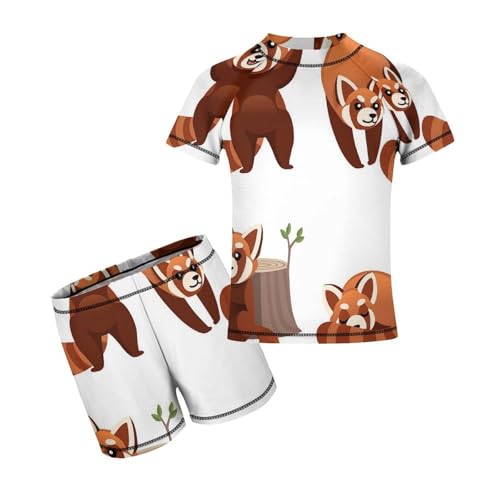 Cute Red PandaChildren's Swimsuits Boys Two Piece Suit7-9Y（120cm）