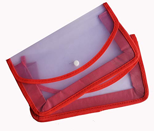 Image of RRV Flexi Button Bag, Button File, Cheque Book Holder /Button Folder /Document Holder /Passbook Holder 6 INCH X 10 INCH (Pack of 2) - Red