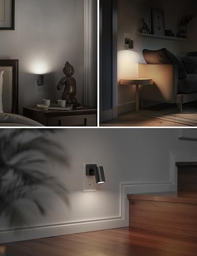 Image of L LOHAS LED Night Lights Plug into Wall, [2-Pack] Rotatable Night Lights with Dusk to Dawn Sensor, 0-100 LM Brightness Adjustable,Daylight White 5000K Spot Light Indoor for Bathroom Hallway