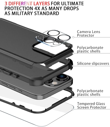 Image of Diverbox for iPhone 16 Pro Max Case [Compatible with MagSafe][Shockproof] [Dropproof][Tempered Glass Screen Protector + Camera Protectors] Heavy Duty Protection for iPhone 16 Pro Max (Magnetic Black)