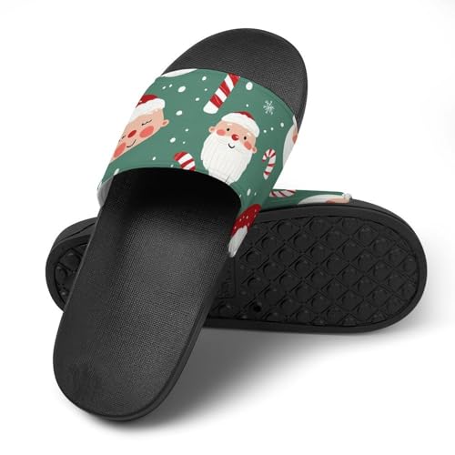 Cartoon Santa Faces Candy Men's Bathroom Slippers Shower Indoor Home Beach Outdoor Shoes for Women4