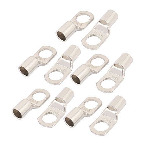 Aexit 10pcs 7mm Electrical Boxes, Conduit & Fittings Cable Dia SC25-10 Copper Wiring Lug Terminals Connector Conduit Fittings Silver Tone