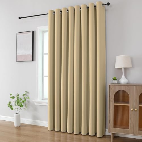 Image of Cortina 80-90% Blackout Solid Window Curtains 5 Feet Set of 2 - Thermal Insulated | Curtain for Living Room | Drapes for Bedroom | (5 Feet, Beige)