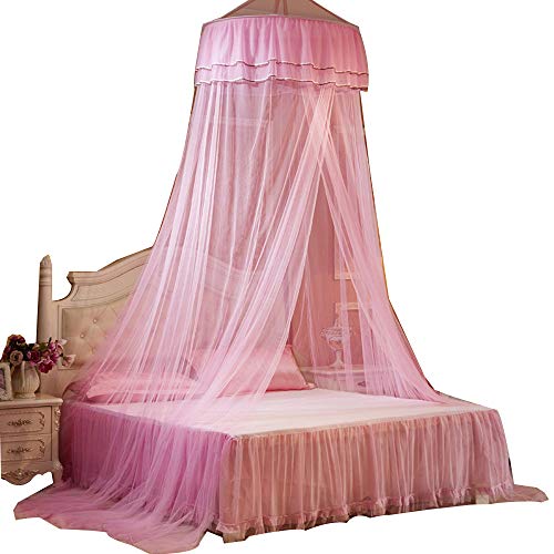 RuiHome Princess Girls Bed Canopy Mosquito Netting with Butterfly Decor fits Crib Twin Double Full Queen, Pink