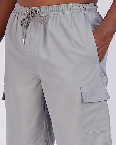 Real Essentials 3 Pack: Men's Swim Trunks with Cargo Pockets & Mesh Lining (Available in Big & Tall)3