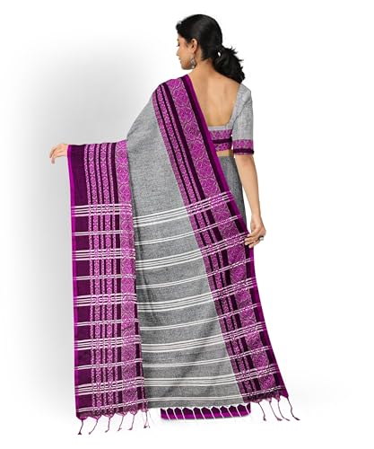 Image of eC ESHA'S COLLECTION Women's Cotton Blend Begumpuri Handloom Saree With Unstitched Running Blouse Piece