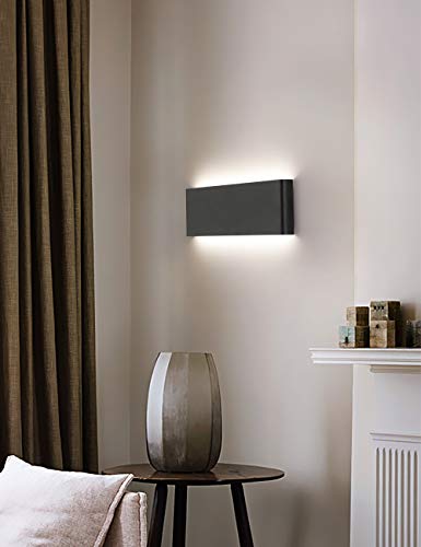 Image of Joosenhouse 16 inch Inch Black LED Wall Lamps for Bedroom Indoor Hallway, Modern Mini Bathroom Vanity Lights 14W 4000K Up and Down Bedside Reading Lamp Rustic Wall Sconces