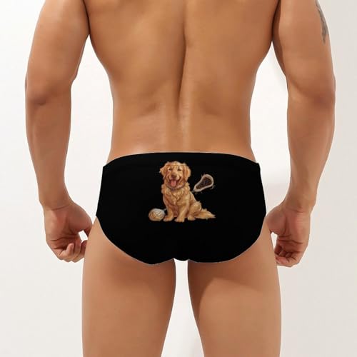 Retriever Dog Lacrosse Stick Mens Swim Briefs Quick Dry Swimming Trunks Training Swimsuit Low Rise Swimwear2