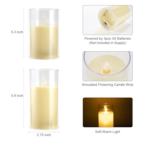 Eleattrun OUTDOOR LANTERN DECORATIVE Outdoor Lantern 2Pcs Decorative Candle Lantern Large Porch Lanterns Decorative Front Porch Lanterns Tall Floor Lanterns Decor Indoor Battery Powered Candle Lantern Decor thumb #6