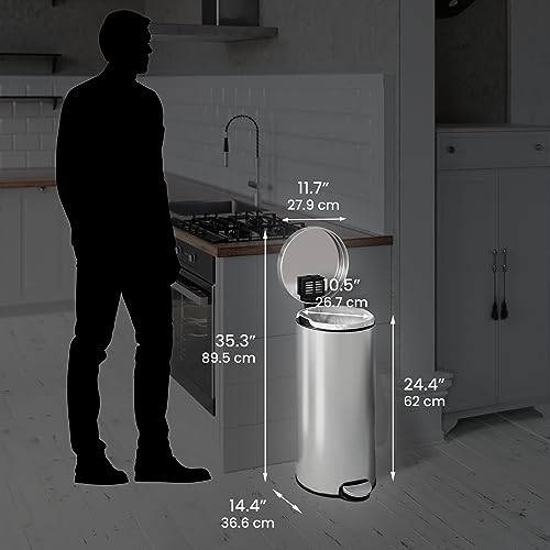 Caneca de basura pedal acero inoxidable 30 L redonda miniatura 6