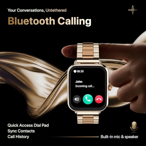 Image of Fire-Boltt Ninja Blaze Smart Watch, Stainless Steel Strap & Steel Body, 1.83 inch Display Bluetooth Calling Built-in Mic & Speaker, 120+ Sports Modes, Smartwatch for Man and Woman Rose Quartz