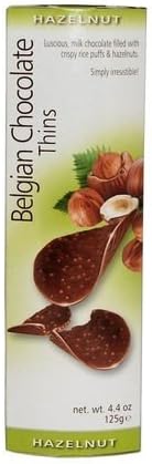 Royal Chocolates Belgian Chocolate Thins Hazelnut, 4.4-Ounce (Pack of 6)
