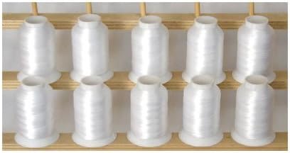 10-Cone Polyester Embroidery Thread Kit - White - 1100 Yards - 60wt
