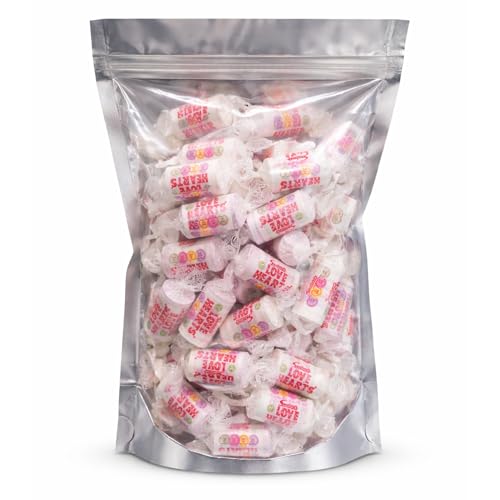 GRO VITS - 50 x Love Heart Sweets Mini Rolls 50 Pack Individually Wrapped Love Hearts Rolls Romantic Sweet Treats for Couples Assorted Pick and Mix for Parties Gifts and Sharing.