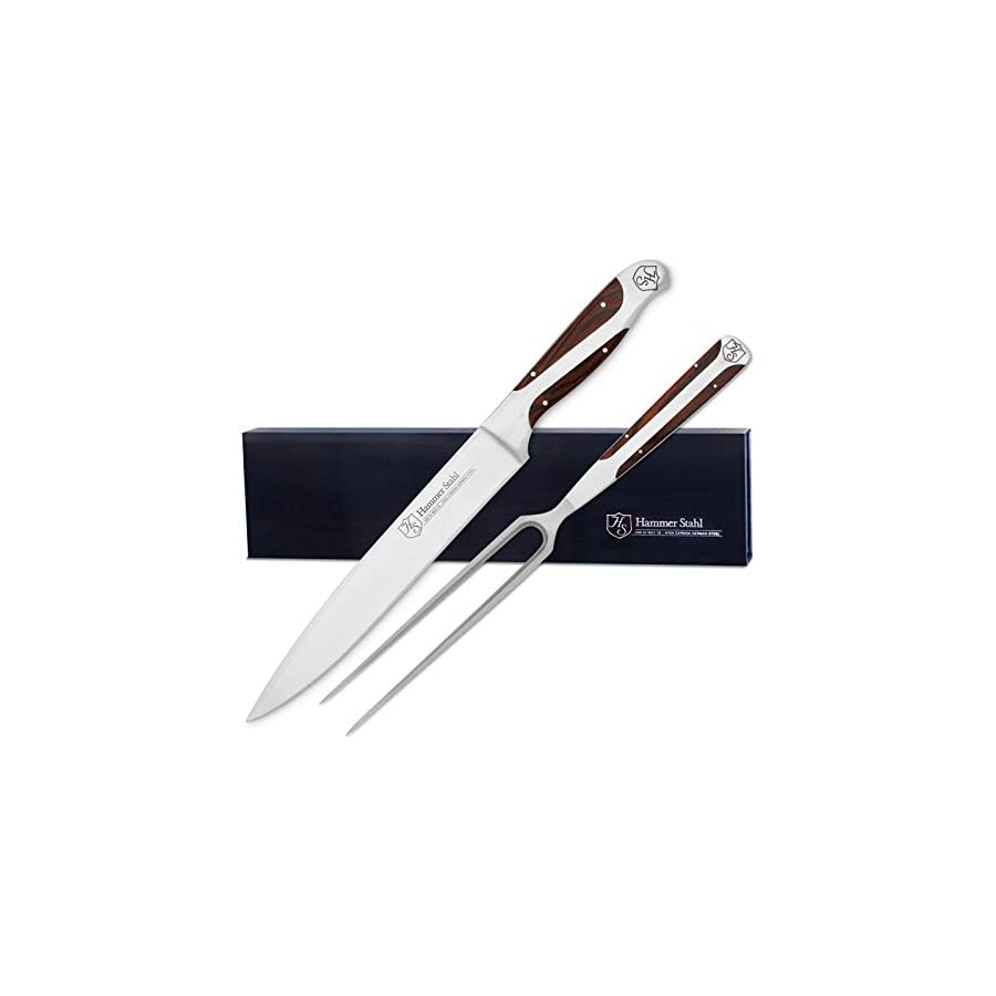 Hammer-Stahl-Carving-Knife-and-Fork-Set-German-High-Carbon-Stainless-Steel-Ergonomic-Quad-Tang-Pakkawood-Handles-Professional-Meat-Carving-Knife-Set German Forged High Carbon Stainless Steel Carving Knife and Fork Set | Professional Meat Carving Set with Ergonomic Pakkawood Handle