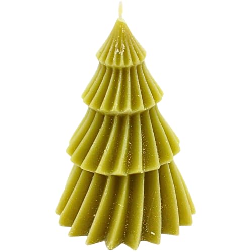 Dekohelden24 Hochwertige Kerze als Tannenbaum in Grün mit Glitter,...