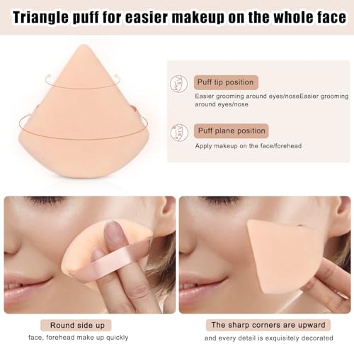 Image of INOVERA (LABEL) 6 Pieces Powder Puff Face Makeup Sponge - Loose Foundation Blending Sponges Set - Triangle Shape Beauty Blender Tool for Wet & Dry Powders (Nude)
