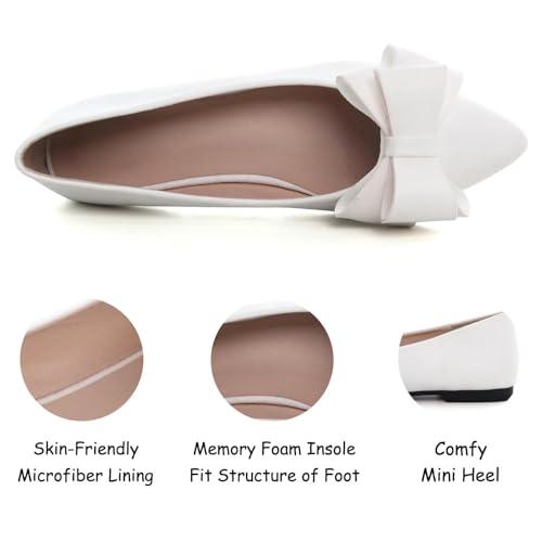 Image of SAILING LU Womens Bowknot Ballet Flats Pointy Toe Suede | Casual Flat Shoes, Dressy Wear to Work, Moccasins, Slip-Ons