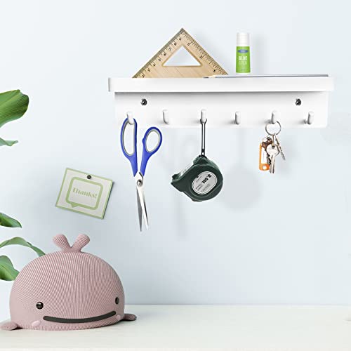 Echehi 6 Hooks Key Holder, Self-Adhesive or Drilled Wall Key Rack, Key Hooks Wall Mounted for Entrance Areas, Offices, Bathrooms, Living Rooms (White) - Cosy Home Interiors Echehi 6 Hooks Key Holder, Self-Adhesive or Drilled Wall Key Rack, Key Hooks Wall Mounted for Entrance Areas, Offices, Bathrooms, Living Rooms (White) - Image 5
