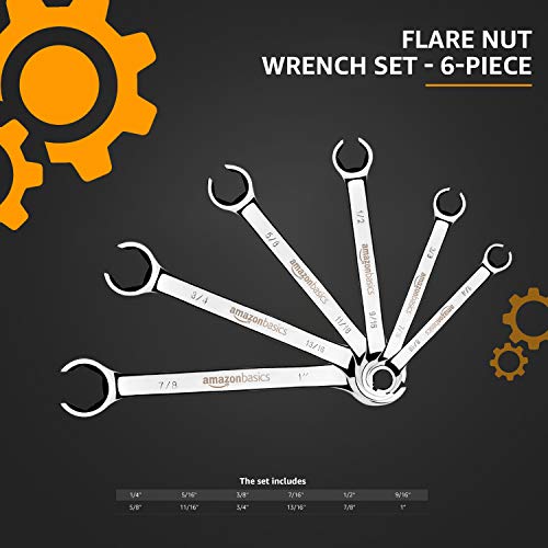 AmazonBasics Flare Nut Wrench Set - SAE, 6-Piece