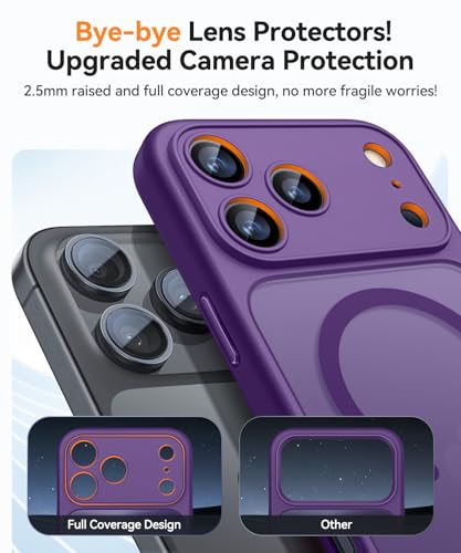 Image of CANSHN Magnetic Compatible with iPhone 17 Pro Case, Upgraded [Full Camera Protection] [Compatible with Magsafe] [Translucent Matte] Shockproof Protective Phone Cover 6.3 Inch - Deep Purple