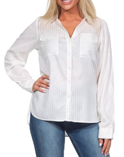 VERO MODA VMBUMPY LS Camiseta Lurex WVN GA Noos, Blanco/Rayas: Dorado Lurex, M