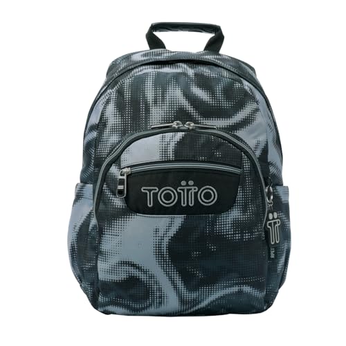 TOTTO - Mochila Escolar, Modelo Gommas, Mochila Mediana, Capacidad 15 L, Bolsillo para PC 14", Bolsillo Botella, Espaldar Ergonómico con Flujo de Aire, Cómodas Correas en S, Estampado Bluc