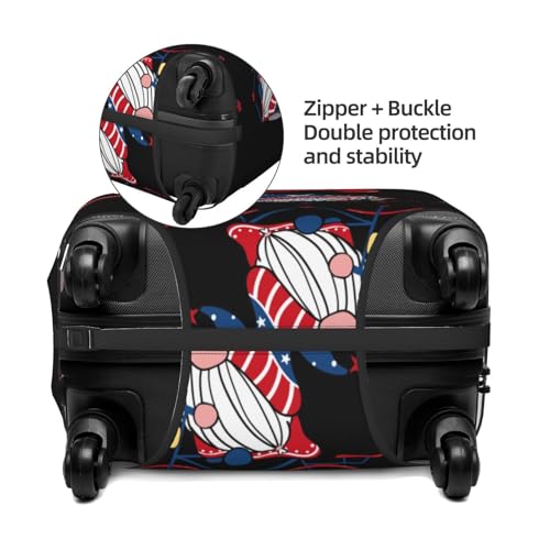 Gnome 4th of July Luggage Cover Washable Elasticated Luggage Covers for Suitcase TSA Approved Stylish Scratch Resistant Luggage Case Protector3