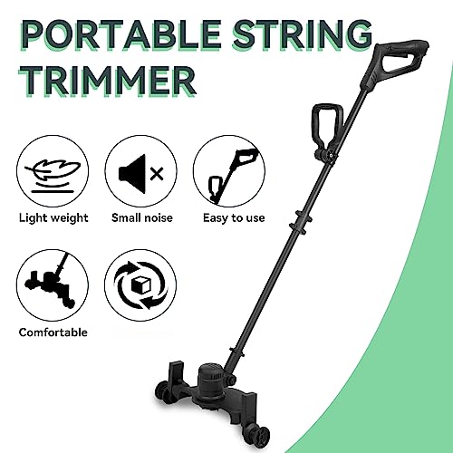 Feete Weed Wacker, 12V 1.5Ah 3-In-1 Li-Ion Cordless String Trimmer W/4 Types Blade, Lightweight Battery Powered Folding String Trimmers, Adjustable Weed Eater For Garden And Yard (Black 12V Battery) #TOP6