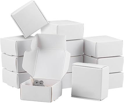 PH PandaHall 60pcs White Gift Box Mini Paper Boxes Cardboard Box with Lid Square Small Aircraft Boxes for Gift Packaging Wedding Birthday Party Favors Small Business, 4x4x2cm