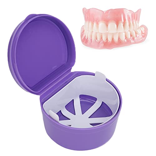 2Pcs Denture Retainer Case, Protable Partial Mouth Guard Container Case Denture Box Orthodontic Denture Storage Boxes(Purple) #TOP22