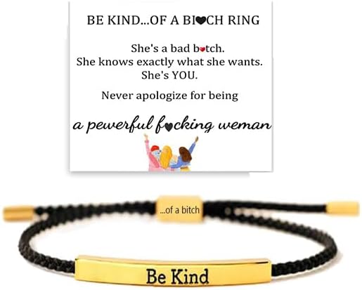 Be Kind of a Bitch Bracelet, Stainless Steel Best Bitches Motivational Tube Bracelet Adjustable Hand Braided Wrap Bracelet for Women Jewelry Gifts Inspirational Gifts for