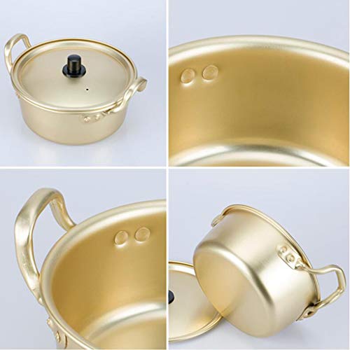 Baoblaze Conjunto de 2, panelas de alumínio para macarrão ramen, panela quente com tampa para sopa