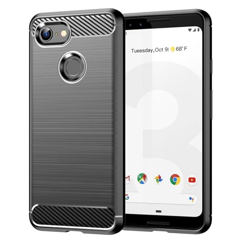 Vavies Schutzhülle für Pixel 3A Hülle, für Google 3A G020E Stoßdämpfende Karbonfaser-Hülle mit TPU-Rahmen - Superdünne Schockfestige Handyhülle für Google Pixel 3A Schwarz