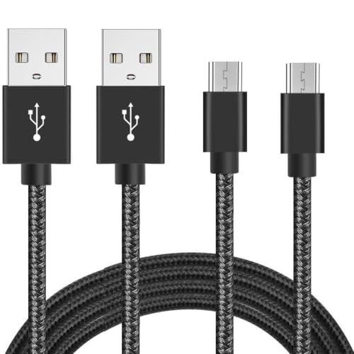 FWCLO PS4 Controller Charger Cable,Playstaion 4 Charging Cord for Sony Playstaion 4,PS4 Slim/Pro,Xbox One/One X S,Micro USB Cable High Speed Data Sync Power Wire,Nylon Braided 2Pack (Black, 6.6FT)