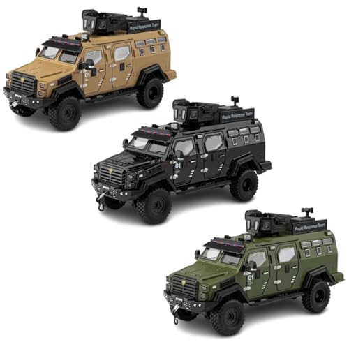 Image of Scale 1:24 Die-Cast Armored SWAT Vehicle Toy-Rapid Response Team Military Truck Model with Light & Sound, Pull Back Action, Doors Openable-Collectible for Kids & Adults【Colors as Per Stock 】