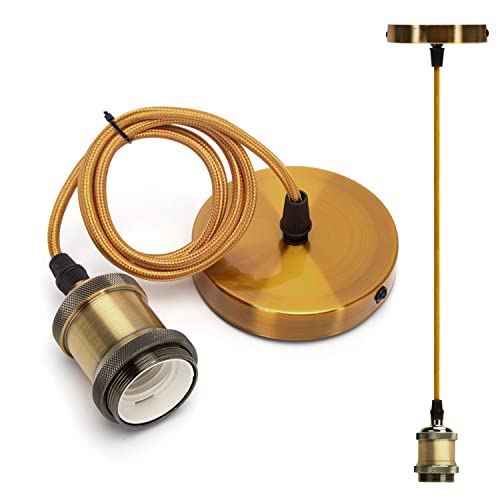 Chrome Pendant Light Fitting, Aigostar E27 Pendant Light Fitting, Gold