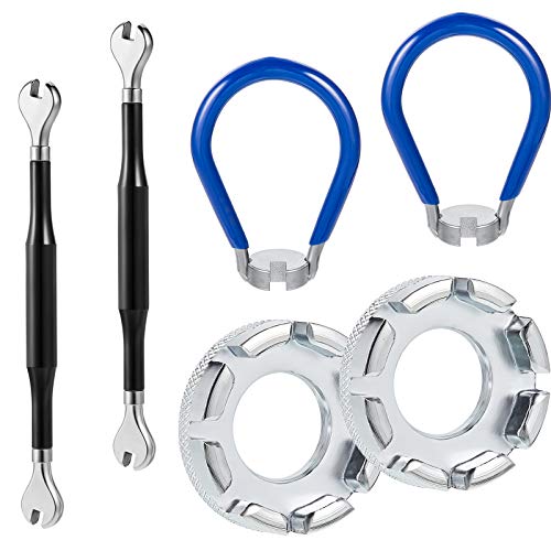 Mudder 6 Pieces Bike Spoke Wrench Tool Bicycle Spoke Tool Steel Bike Rim Correct Kit Cycling Pocket Tools for Bike Repair
