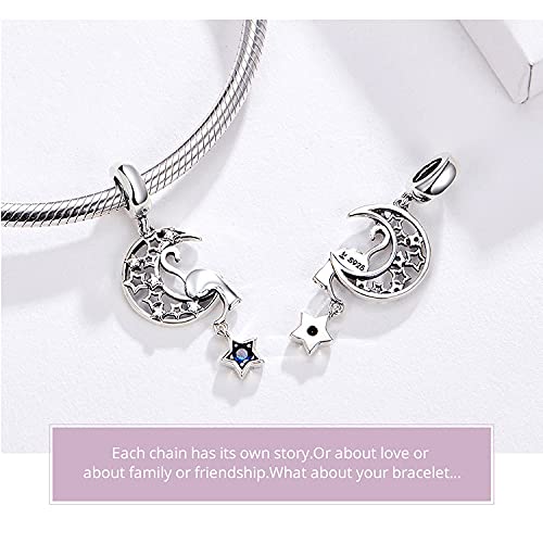 Pulsera con dije gato lunar en plata ley 925 y accesorios DIY 4