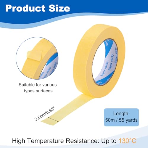 Image of PATIKIL Painters Tape 1 Inch x 55 Yards, Adhesive Masking Tape Yellow Paint Tapes for Wall Painting DIY Artist Craft Arts Decoration Labeling