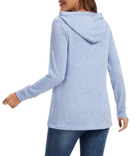 Sosolism Stilltop für Damen Stillpullover Langarm Still Kapuzenpullover,Hellblau,Größe L