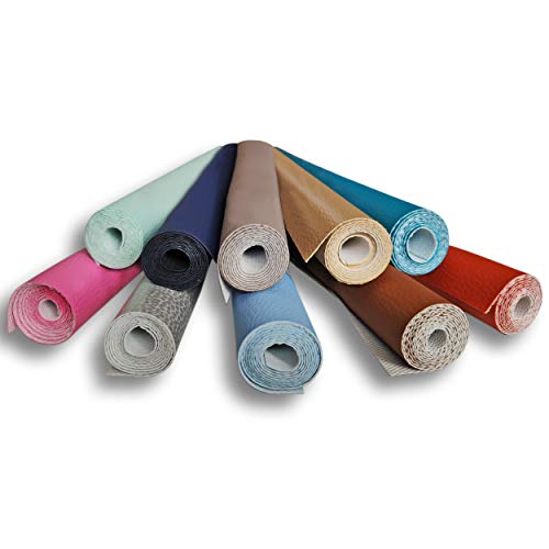 Panini Tessuti Stock de 10 Recortes de Piel sintética Suave en Colores Surtidos de tamaño Aproximadamente 30 x 70 cm. Ideal para Manualidades Homemade, Patchwork, Decoraciones.
