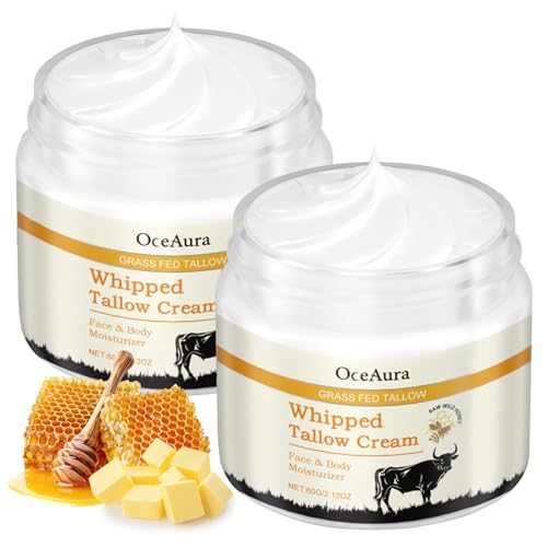 Whipped Beef Tallow Skin Care, Sebo de Res para la Piel, Bálsamo De Sebo De Vacuno Y Miel, Tallow Skin Cream, Crema Hidratante Facial Corporal per Mujer y Hombre, Suaviza Las Líneas De Expresión, 120g