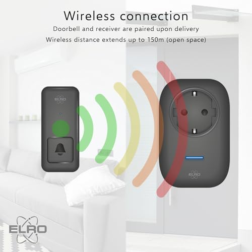 Miniatura 7 de Timbre Cinético Inalámbrico Elro Db4000 - Con Receptor Enchufable Con Toma De Corriente -Pilas